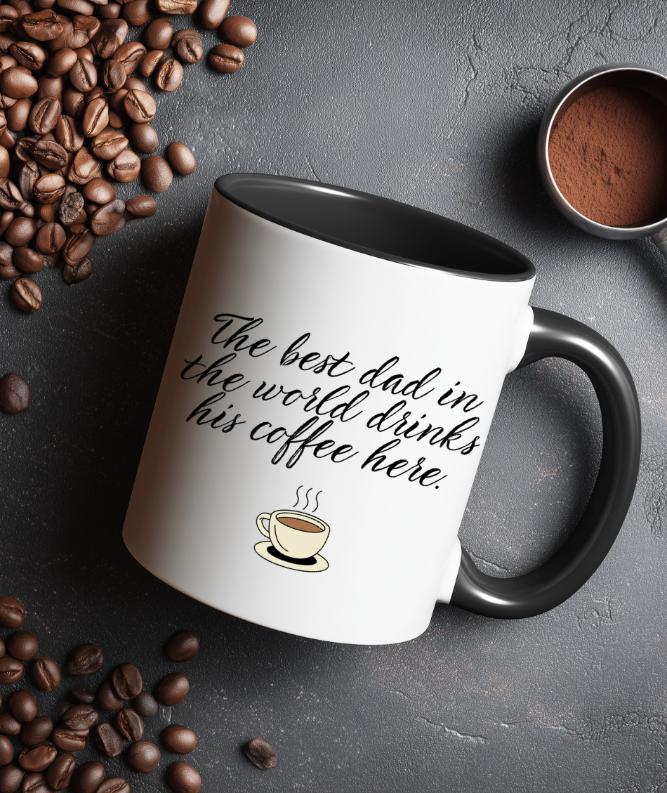☕ The Best Dad in the World Drinks His Coffee Here 💙 Funny Father’s Day Mug