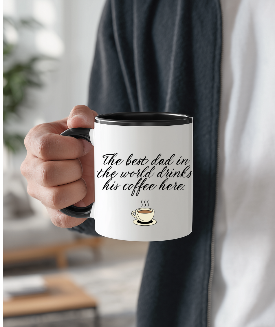 ☕ The Best Dad in the World Drinks His Coffee Here 💙 Funny Father’s Day Mug