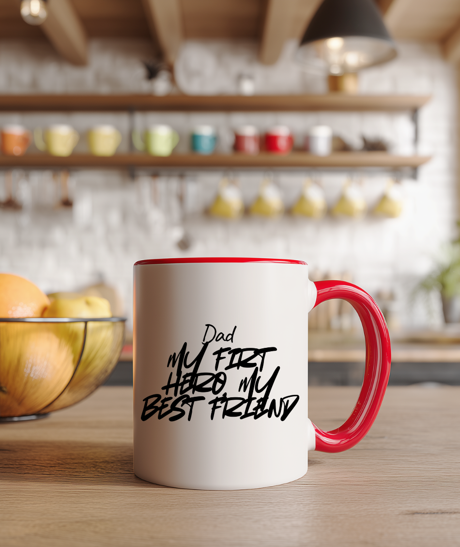 ☕ “My First Hero, My Best Friend” 💙 Dad Coffee Mug – Father’s Day Gift