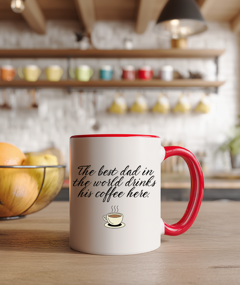 ☕ The Best Dad in the World Drinks His Coffee Here 💙 Funny Father’s Day Mug