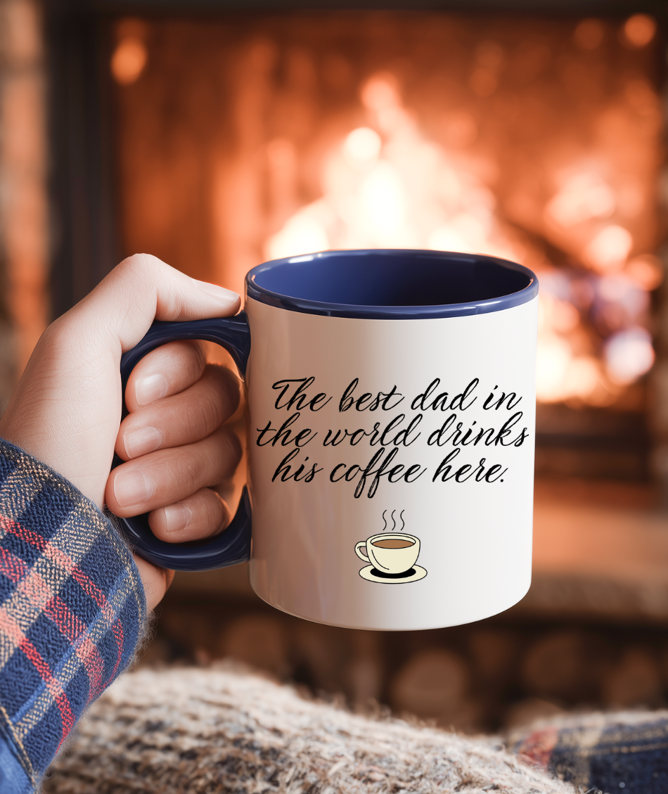 ☕ The Best Dad in the World Drinks His Coffee Here 💙 Funny Father’s Day Mug