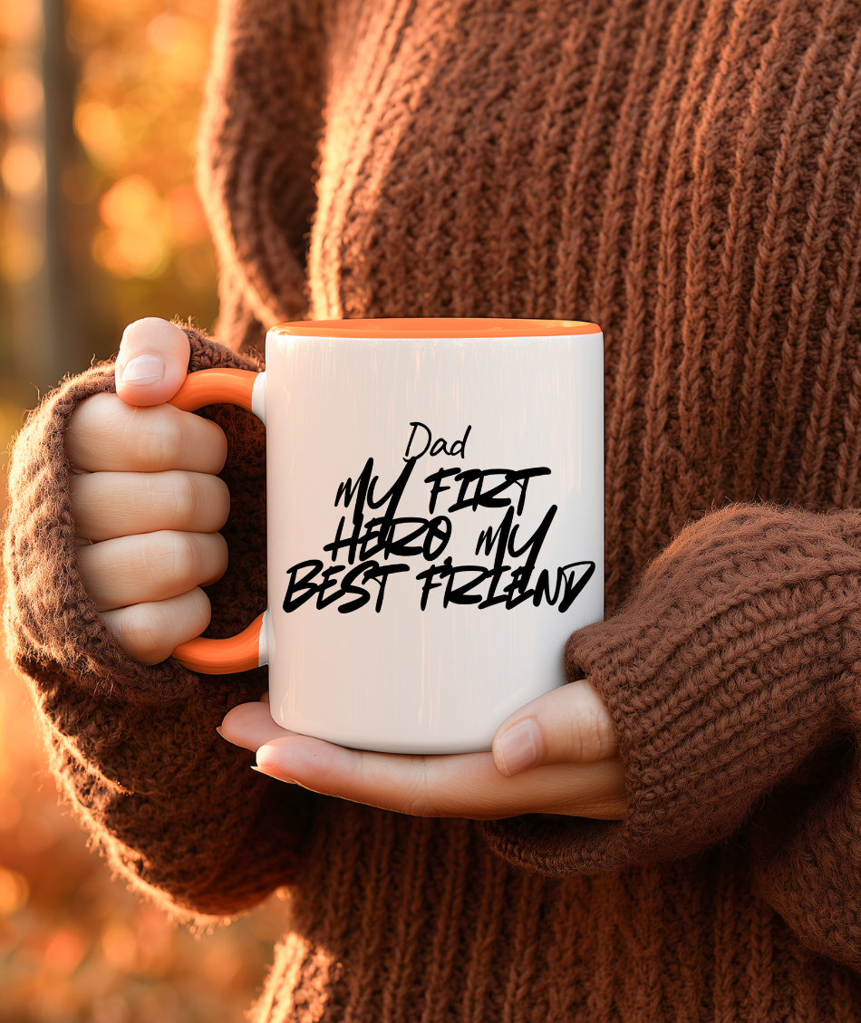 ☕ “My First Hero, My Best Friend” 💙 Dad Coffee Mug – Father’s Day Gift