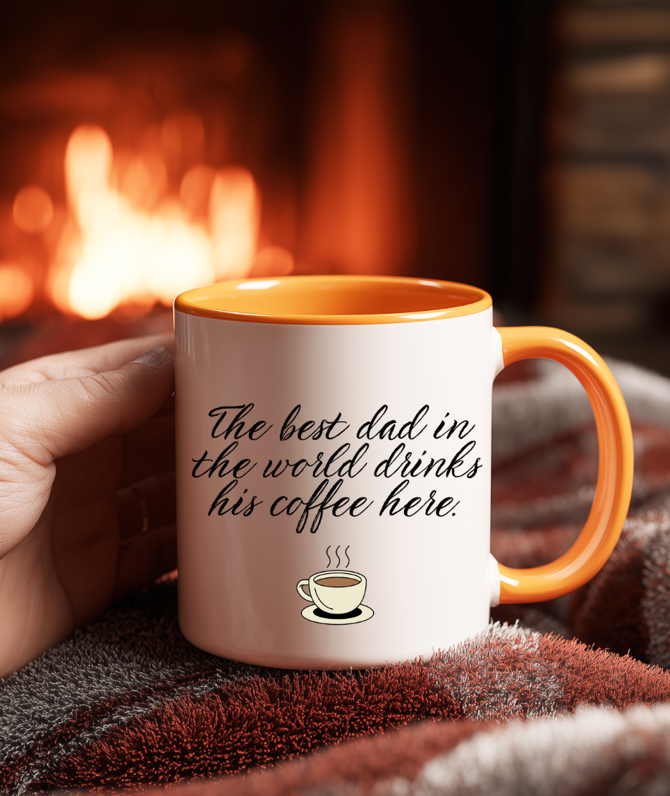 ☕ The Best Dad in the World Drinks His Coffee Here 💙 Funny Father’s Day Mug
